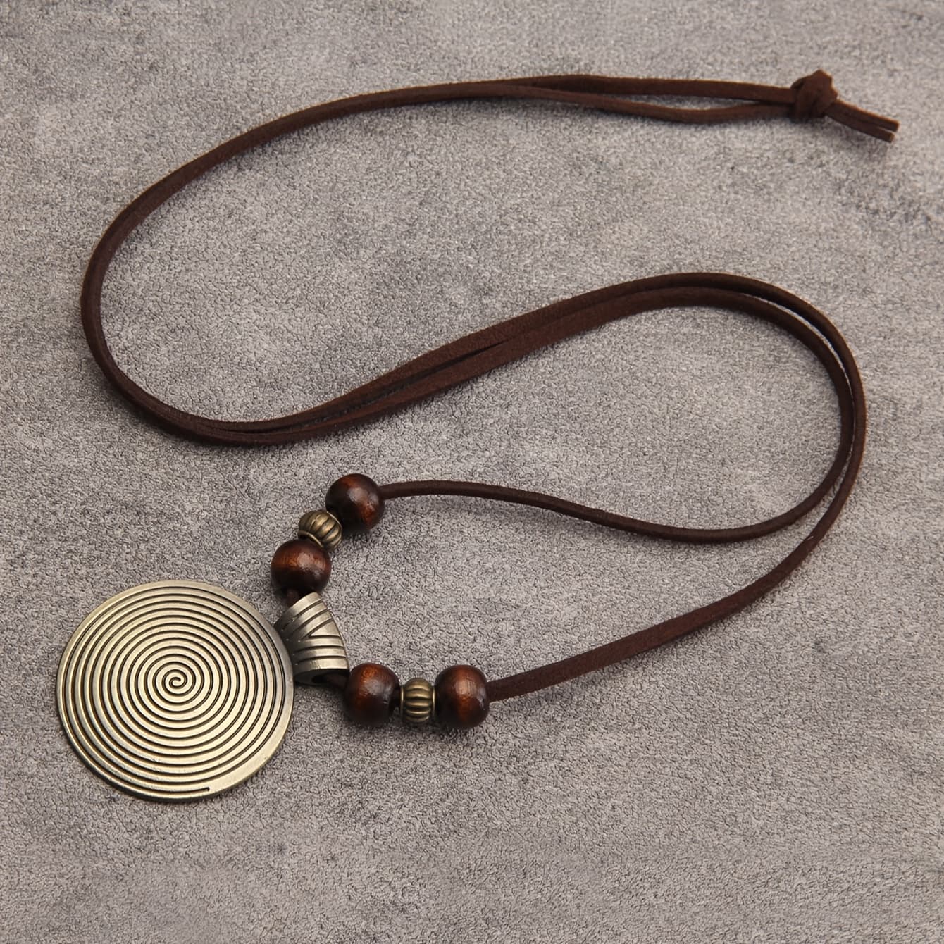 TEMU Vintage-style Beaded Long Necklace With Round Pendant – Unisex Alloy Jewelry, For Casual Attire, Perfect Gift For Birthdays, Valentine’s Day, Or New Year