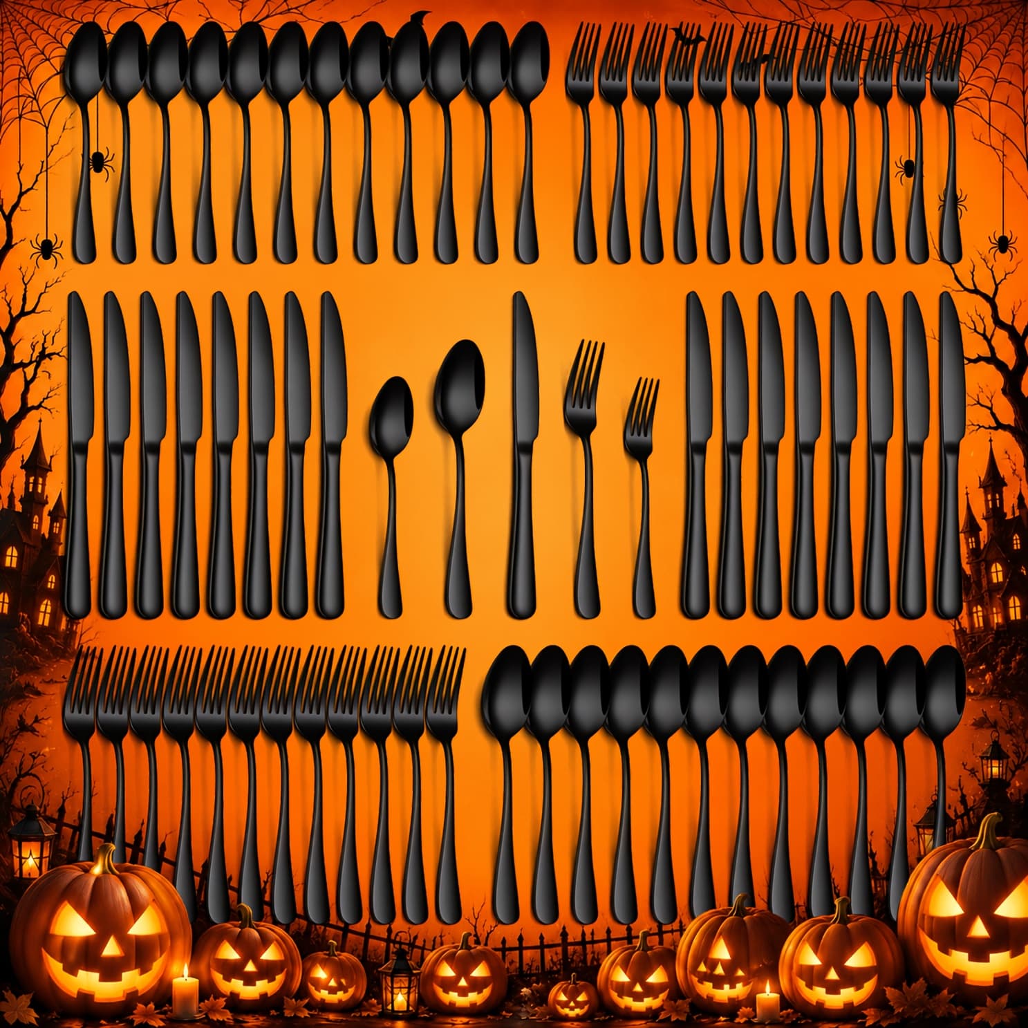 TEMU 60pcs Silvery/black Silverware Set, Stainless Steel Flatware Set For 12, Knife , Mirror Polished, Dishwasher Safe, Perfect For As A Holiday Gift