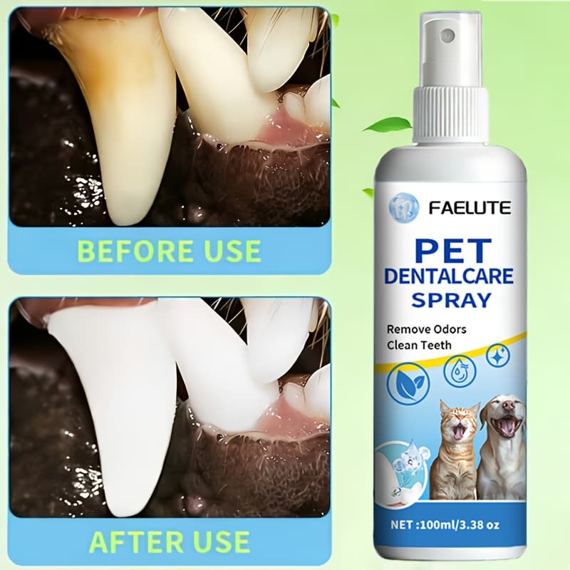 TEMU Faelute Pet Oral Spray For Cats And Dogs - Plant-based Ingredients Breath And Cleans Teeth Reduces Odours, Refreshes Breath, Cleans Teeth