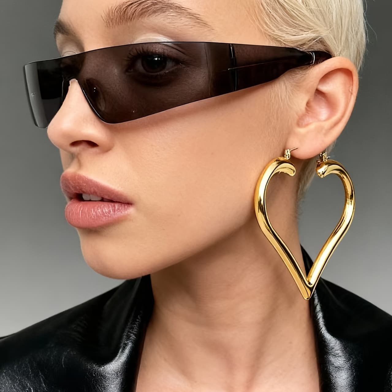 TEMU 1 Pair Classic Oversized Heart Earrings - Unique Hook Women' Accessory