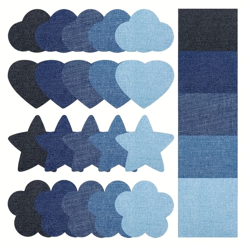TEMU 25pcs Jeans Patches Iron On Patches Inside & Outside Strongest Adhesive For Jeans Repair Clothes Decorating