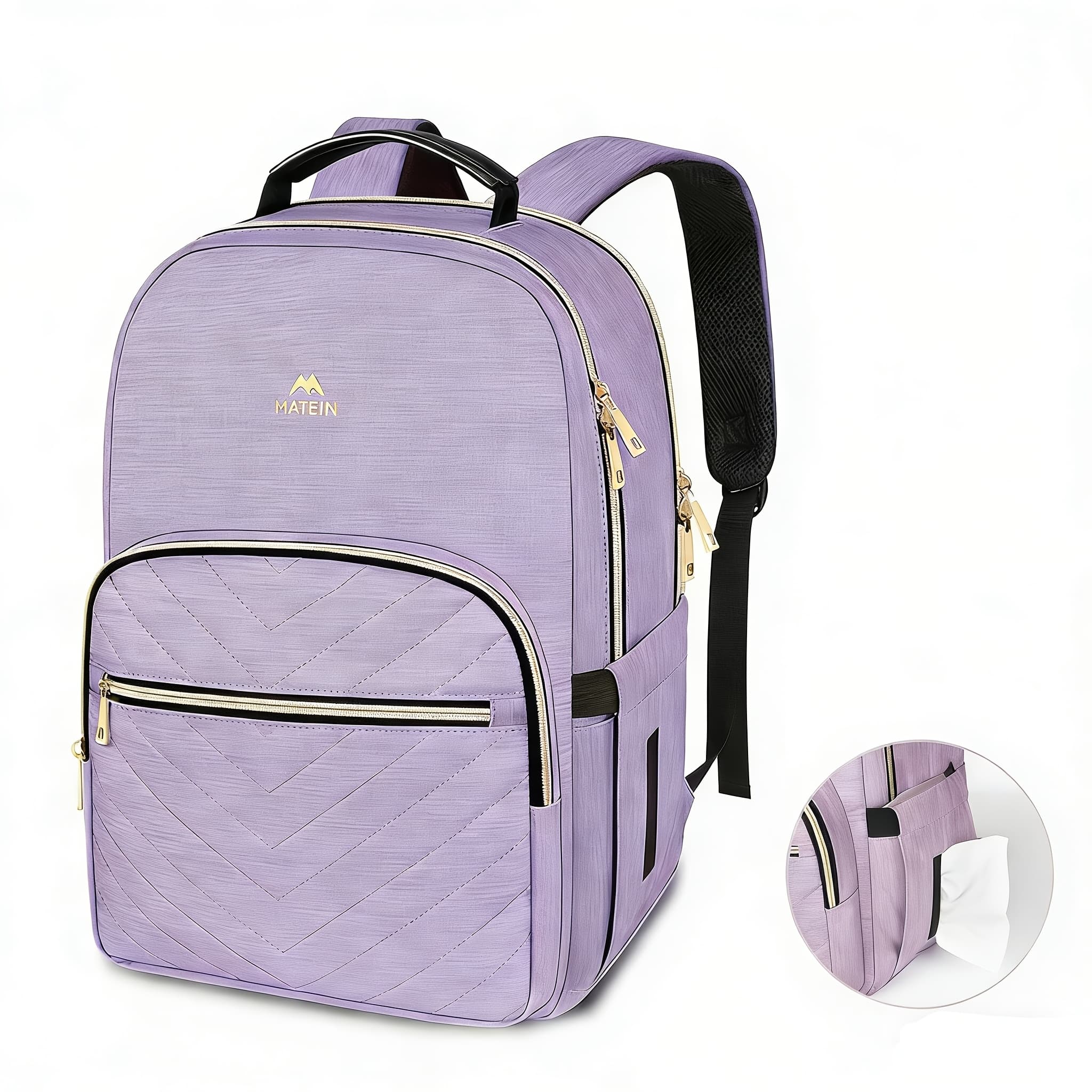 TEMU Laptop Backpack For Women, Anti Theft 15.6 Inch College School Bookbag For Girls, High Quality H Travel Computer Work Backpack With Rfid Pocket For Nurse, Purple