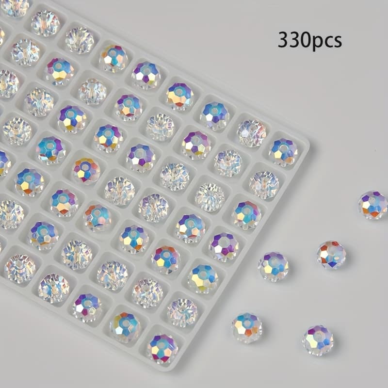 TEMU 330pcs Loose Beads Beads Perforated Bracelet Hand-woven Austria 8mm Fine Flat Bead Jewelry