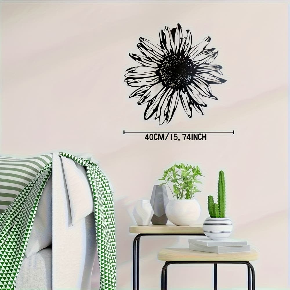 TEMU Art Deco Daisy Metal Wall Sculpture, Floral Wall Hanging Artwork For Living Room, Home Office Decor Housewarming Gift