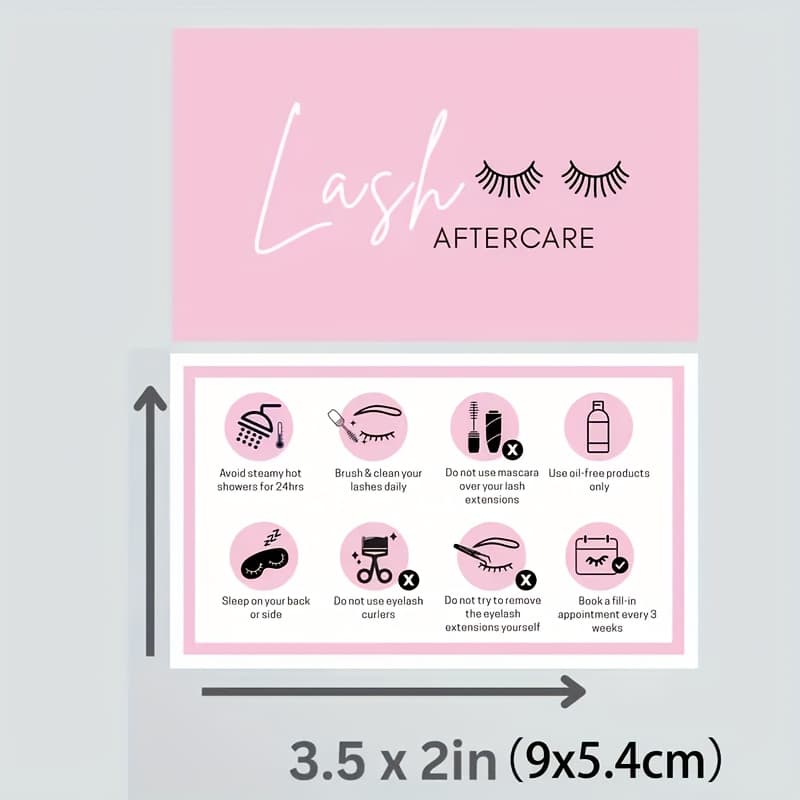 TEMU 50 Elegant , Matte End, 3.5 Inches X 2.1 Inches - Essential For Eyelash Extension Care, Including Dos And Don'ts, Perfect For Eyelash Businesses And Business Cards, 9*5.4 Cm