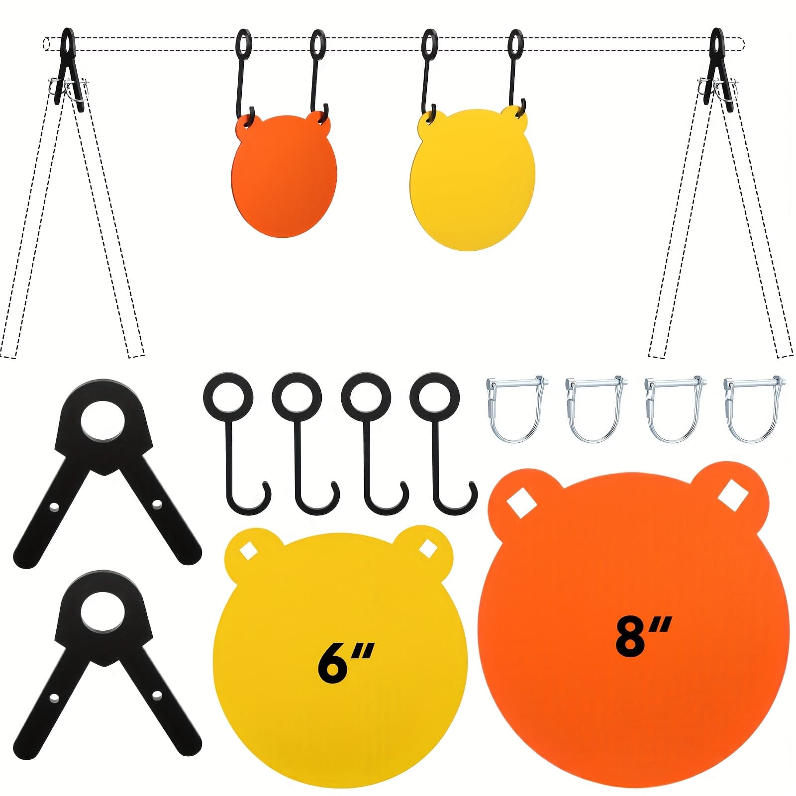 TEMU Steel Combo Set For Shooting With Stand Metal Targets Laser Cut High Visibility Neon Color With Hanging Hooks Lock Pins