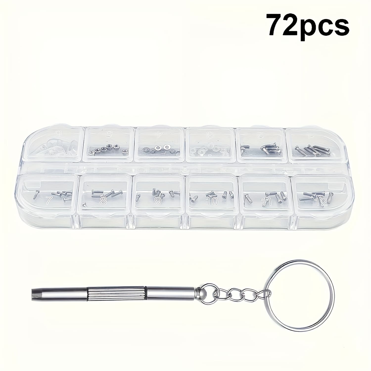 TEMU 72/120/600/1200pcs Glasses Repair Kit With Tiny Stainless Steel Screws Nose Pads Micro Screwdriver Tweezer For Watch Clock Eyewear Repair