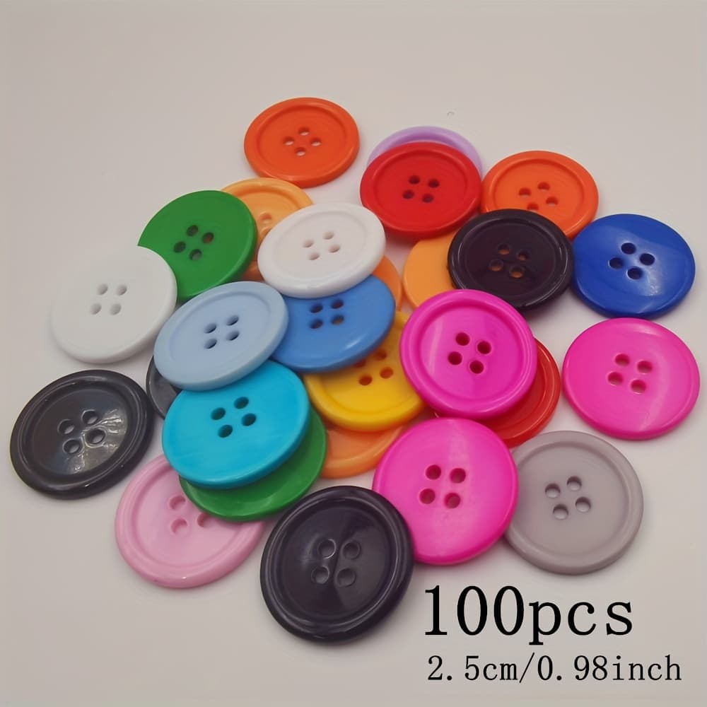 TEMU 100pcs Mix Colors Round Resin Buttons, Decorative Resin Buttons In Colors-ideal For Sewing, Knitting, And Scrapbooking. (size: 1.25cm/0.49inch - 2.5cm/0.98inch)