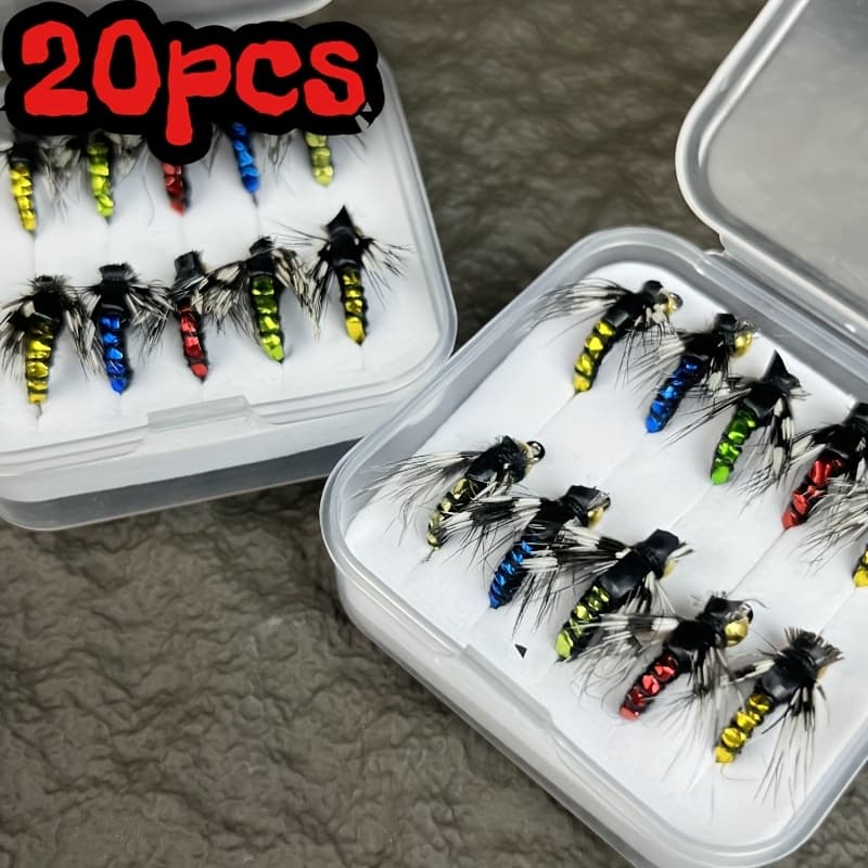 TEMU 20pcs Of Fly Fishing Lures Suitable For Trout, , And Salmon - Effective In Saltwater And Freshwater - Enhance Your Fishing Success