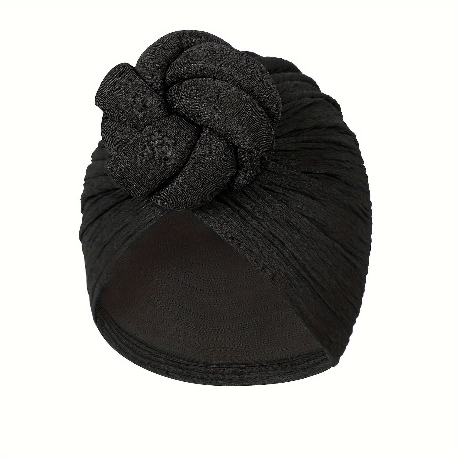 TEMU Women's Turbans Solid Color Handmade Floral Knot On The Forehead, African Fashion Chemotherapy Hat, Casual, Comfortable, Breathable, High-end Daily Headscarf Hat