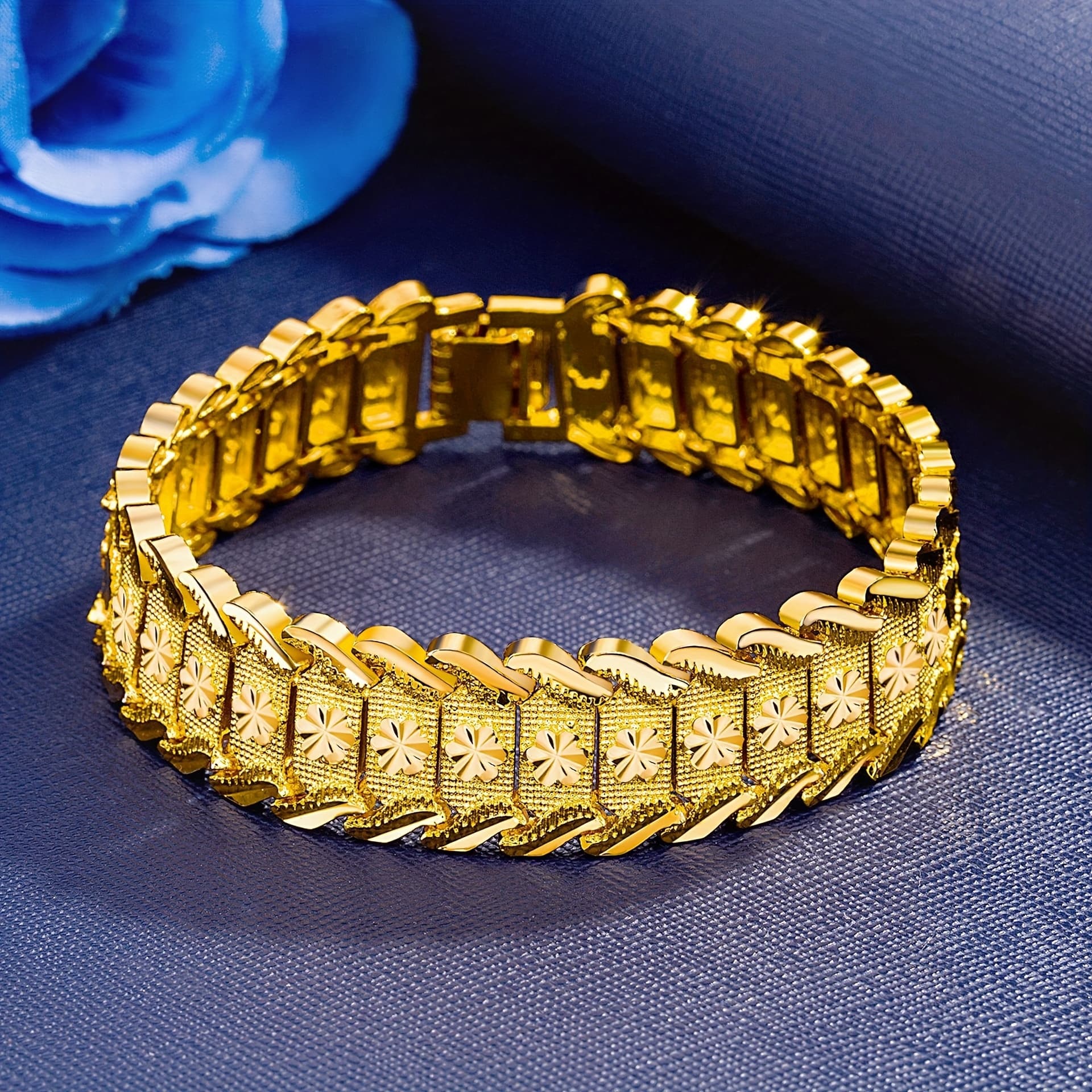 TEMU Handmade 24k Gold-plated Copper Bracelet - - Suitable For Everyday Wear And As A Thoughtful Gift - An Valentine's Day Jewelry Accessory With A Vintage And