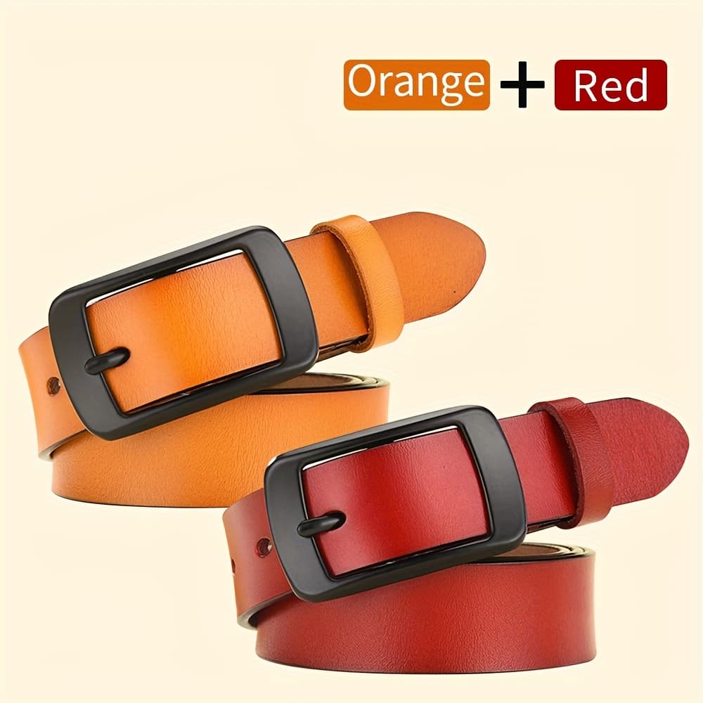 TEMU 2 Sets Of High-end Women's Belts, , Fashionable Pu Leather Brand Belt, Women's Belt, Needle Jeans, Retro Style