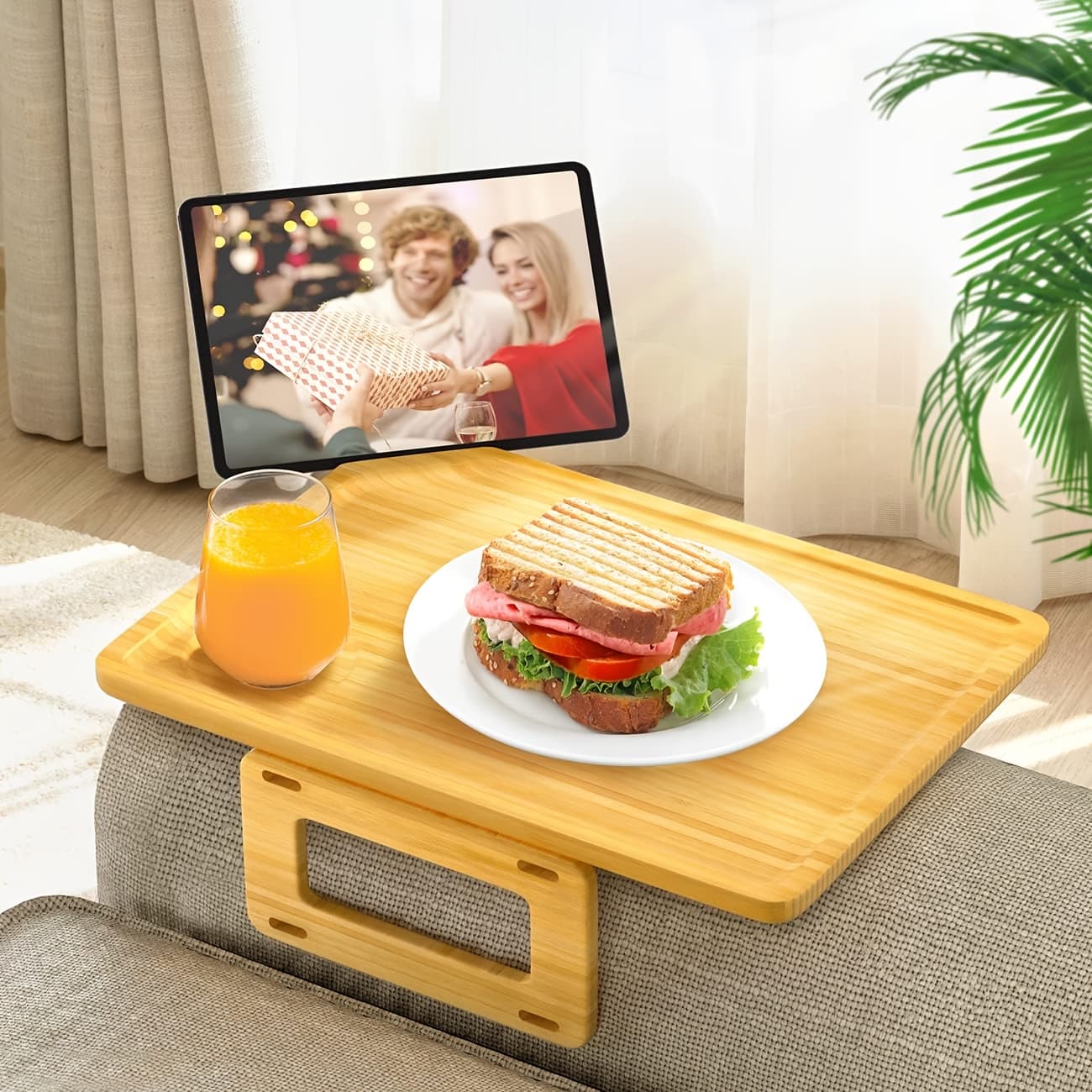 TEMU Stable Sofa Armrest Table: 1pc Tray Armrest Table Clip For Tray Sofa Table, Perfect For Small Spaces, Automatic Fixing Table Plate, Great Gift For