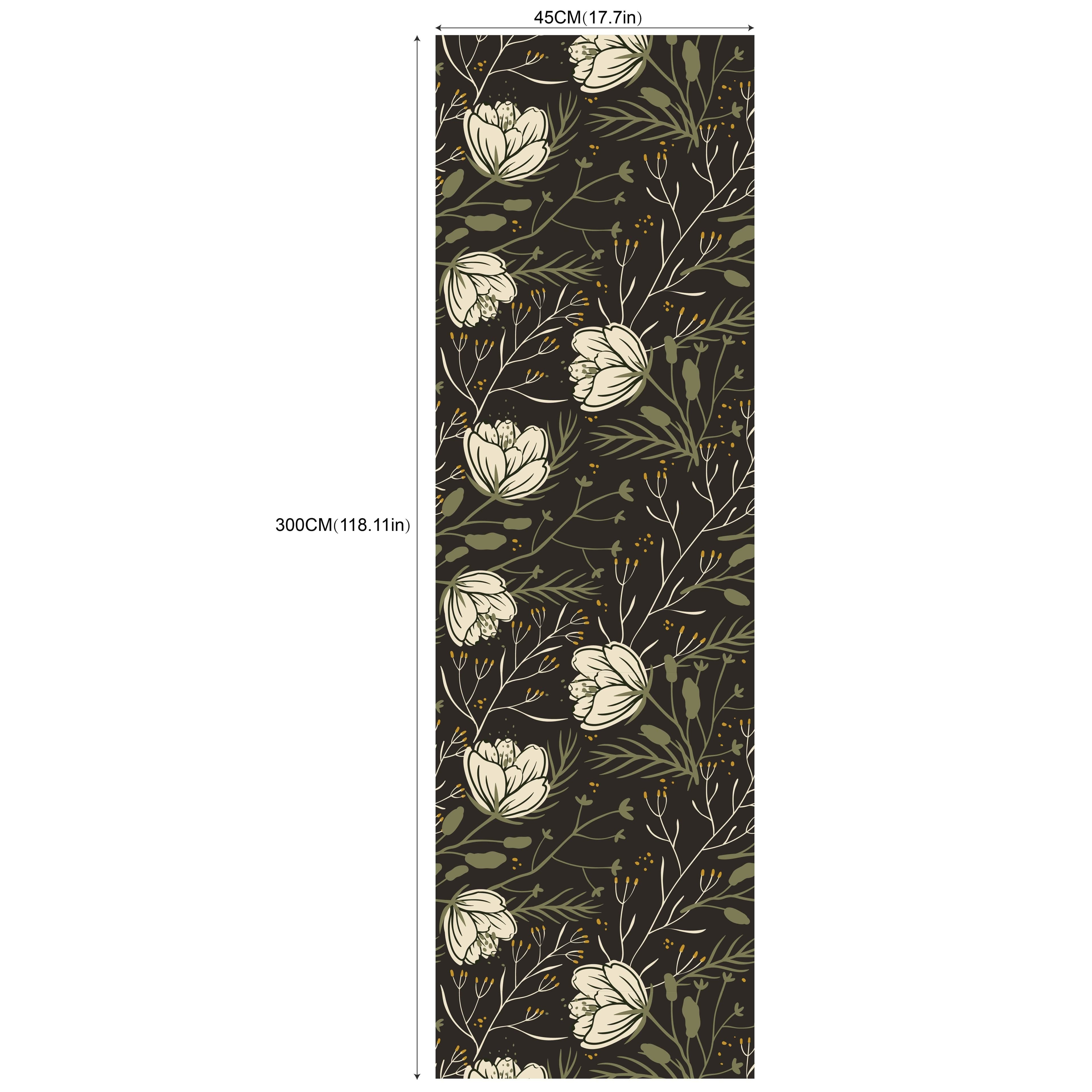 TEMU Elegant Dark Floral Wallpaper - Waterproof, Removable Vinyl With Easy Matching For Home Decor, 17.7"x9.8' - Perfect For Living Room, Bedroom, Kitchen, Cute Room Decor