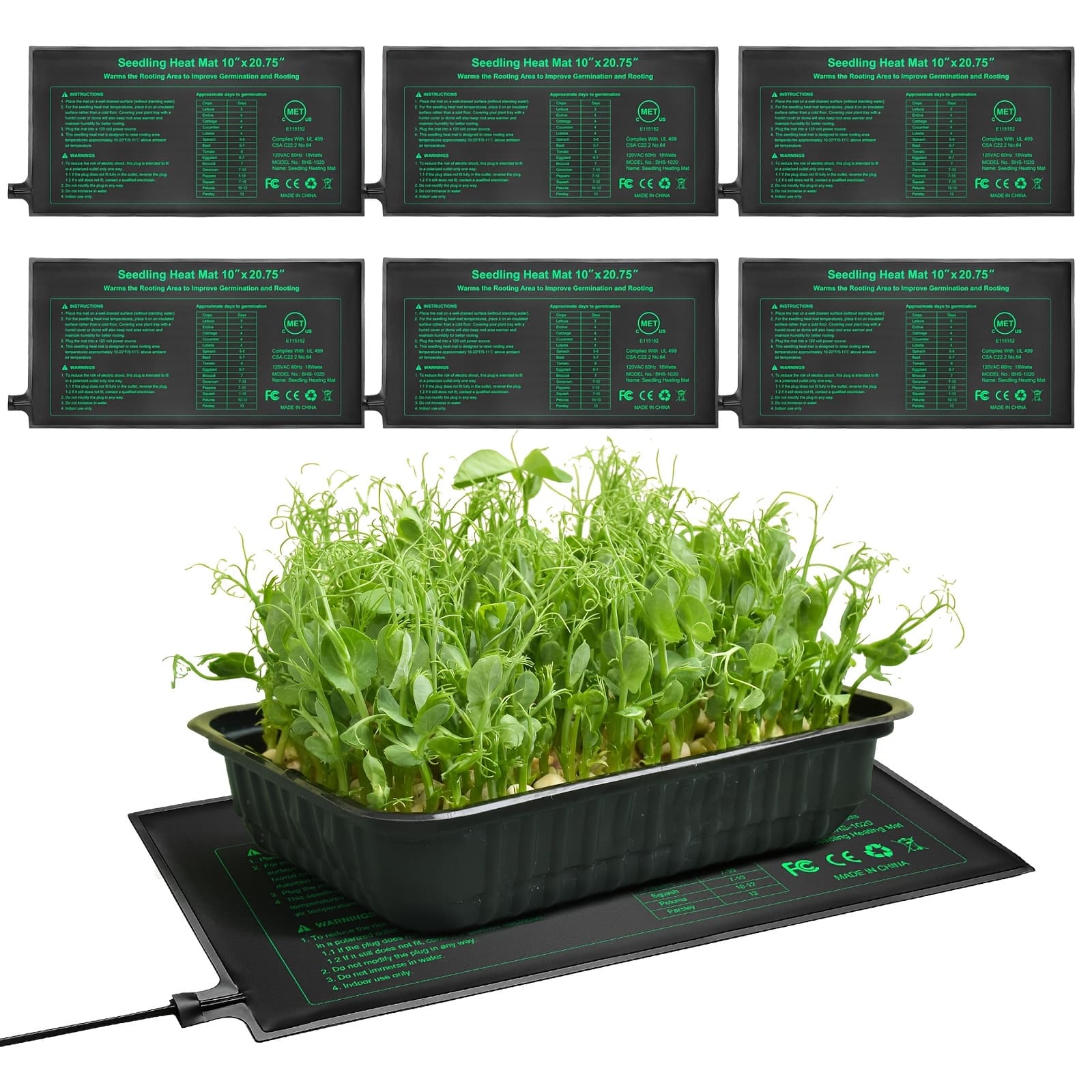 TEMU 6-pack Seedling Heating Mat 10" X 20.75" Met Warm Hydroponic Plant Heat Mat, Plant Heating Pad For Indoor Growing