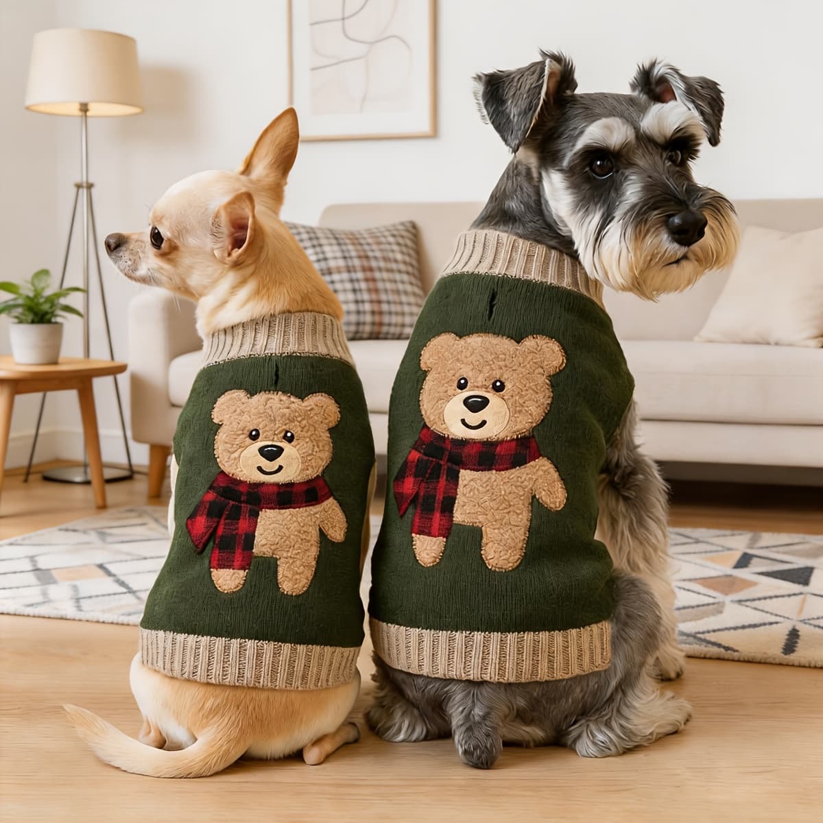 TEMU 1pc Adorable Bear Embroidery Pet Sweaters Soft And Cozy Knitwear For Small Middle Dogs, Thickened Knitted Turtleneck Design Elastic And Warm Puppy Winter Apparel For Schnauzer Bichon