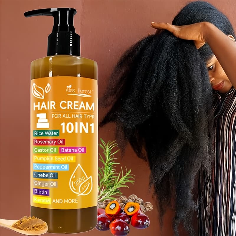 TEMU 10-in-1 Hair - High Permeability Hair Care Film, Containing Batana Oil, Rosemary Oil, Castor Oil, Biotin, Keratin, Ginger, Scallop Oil, Mint, Water, To Dry And Damaged Hair, , Make Thicker