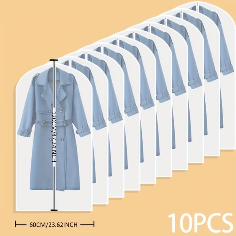 TEMU 10pcs Set Of Clothes Dust Protection Cover For Wardrobe Storage Hanging Clothes Bag, Portable Clothes Storage Bag, Use