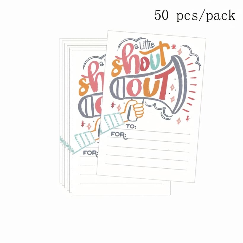 TEMU 50 Cards Per Pack, 6x4 Inches, Appreciation Cards, Recognition Cards For Bulletin Boards, Suitable For Office And Teacher Encouragement Rewards, Gift Decoration Greeting Cards