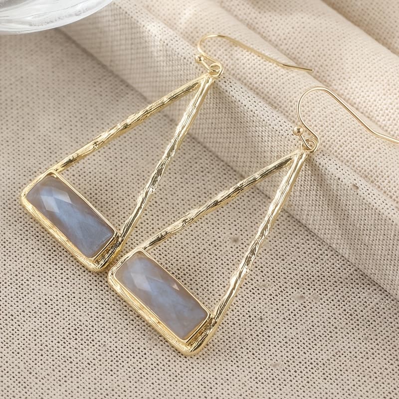 TEMU Minimalist Geometric Shape Drop Hook Earrings For Women Jewelry Fashion Golden Color Versatile Earrings Jewelry