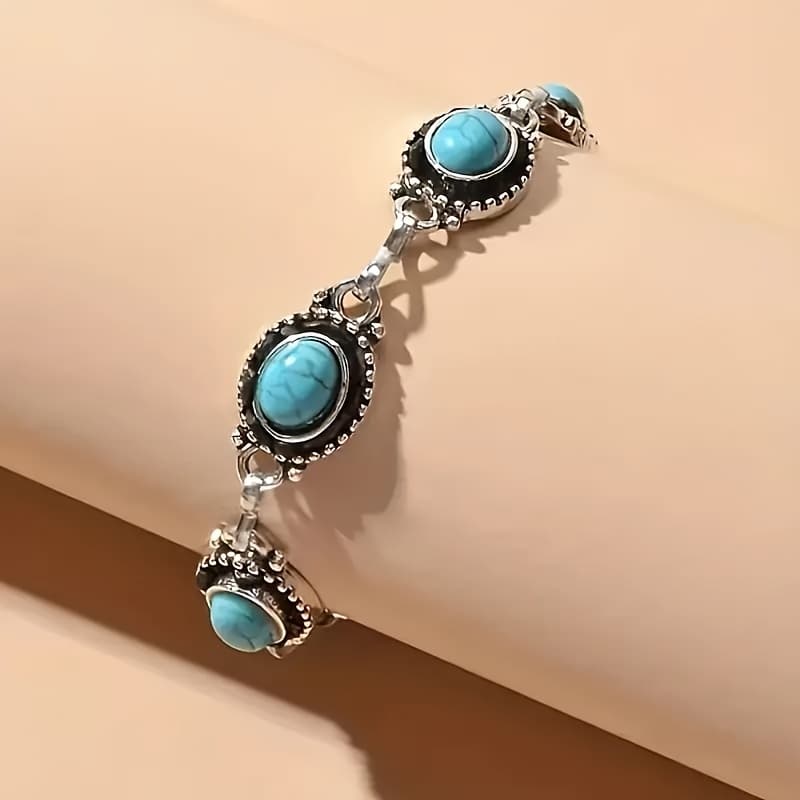 TEMU Fashionable Turquoise Beaded Anklets - Versatile Fashion Accessories For Men, Perfect Birthday Or Holiday Gift