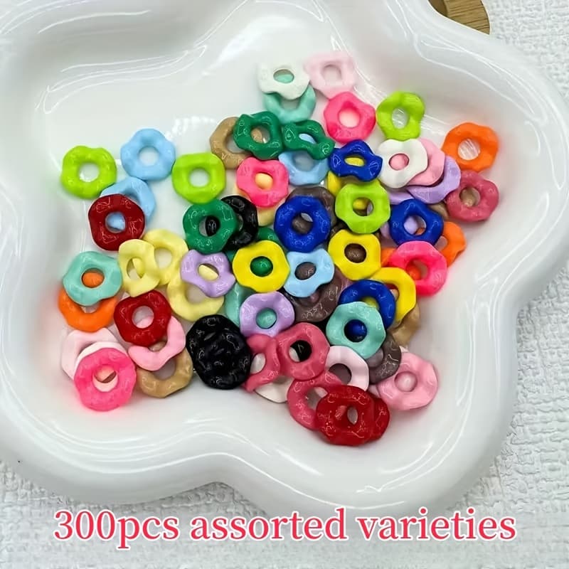 TEMU 300pcs Random Colored Acrylic Lace Wave Beads, Suitable For Creative Making And Handmade Design, Very Suitable For Fashion Diy Projects And