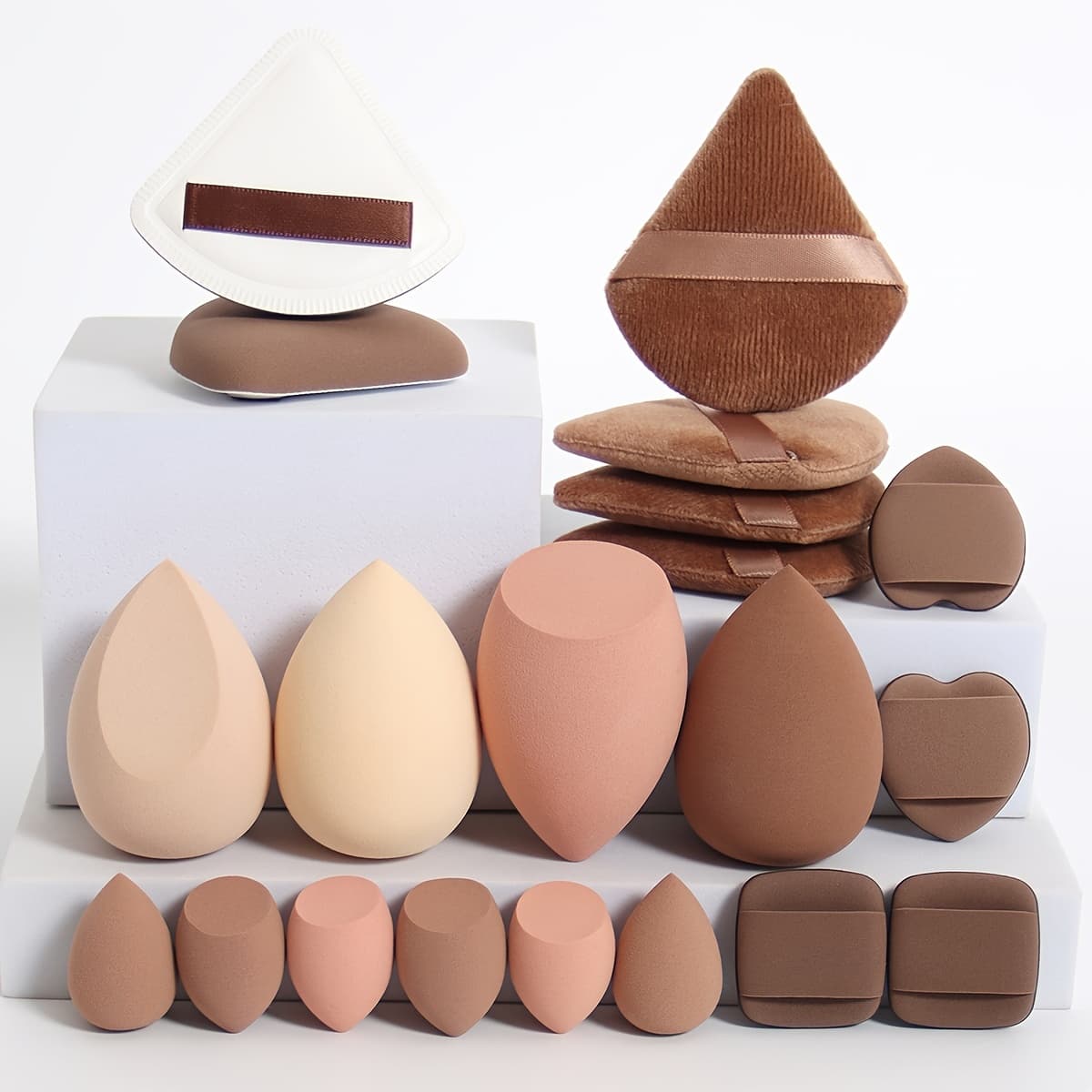 TEMU 20pcs Cloud Puff Makeup Sponge Set, Multi-colored Makeup Sponges, Mini Sponges And , For Liquid, Cream, Concealer Highlight, Eye Shadow, Foundation And Powder, Wet And Dry Dual Use