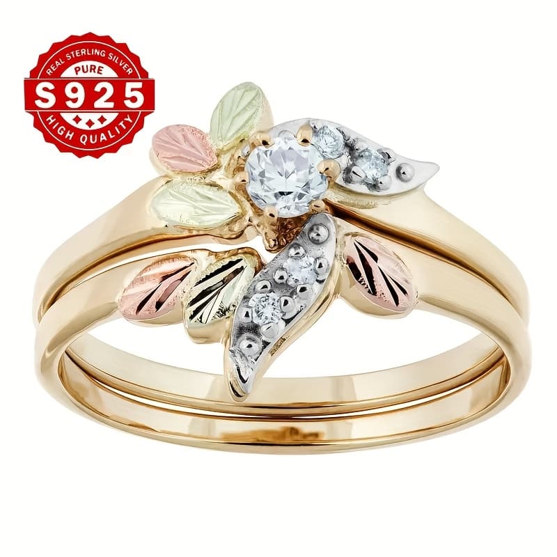 TEMU Stylish S925 Sterling Silver Ring Featuring Motif And Synthetic Cubic Zirconia Inlay, Use, Parties, Proposals, And Valentine's Day Presents
