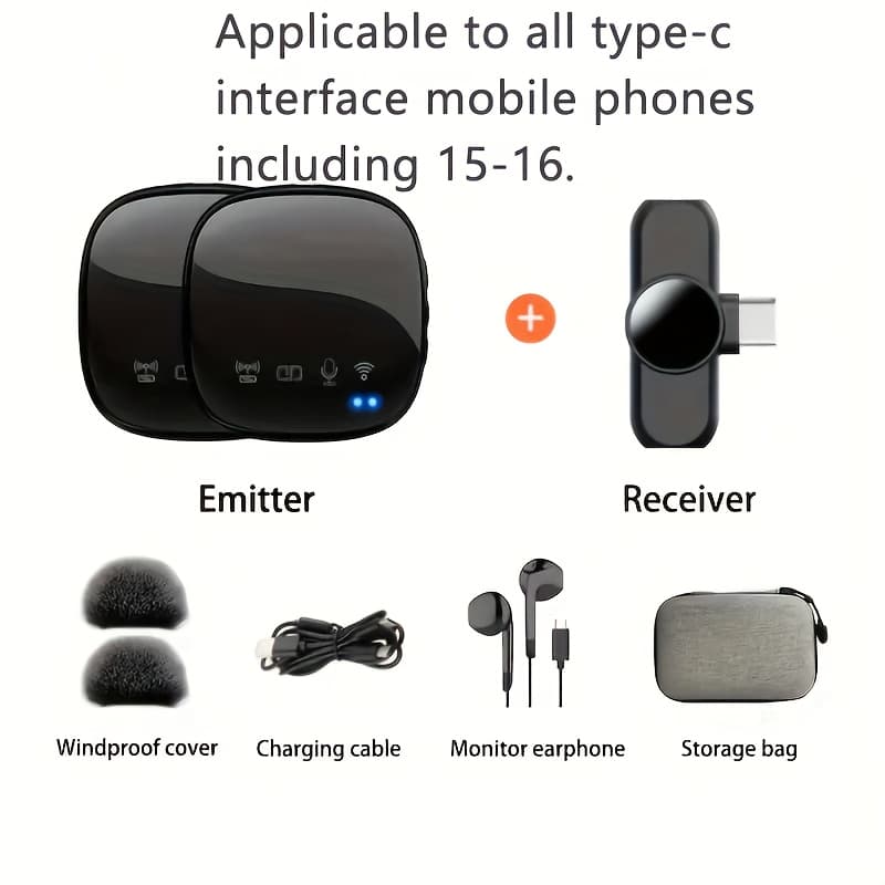 TEMU Unique Portable Microphone, Wireless Lapel Microphone, Outdoor Live Broadcast Microphone, Intelligent Noise Reduction Technology, Long , Can Professional Quality Recording