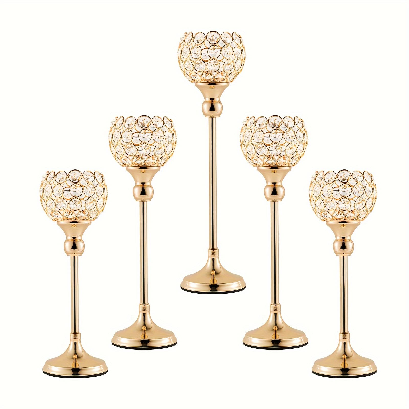 TEMU Set Of 5 Golden Holder, Tea Light Candlestick Holders For Wedding Decoration, Centerpiece For Party Birthday Living Room Dining Tale Centerpiece Decor