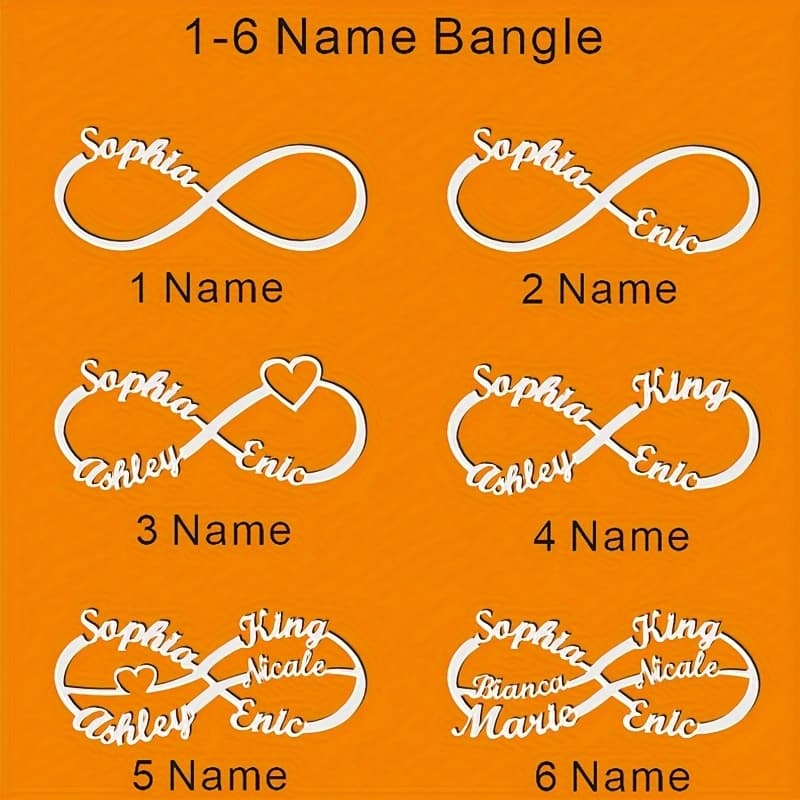 TEMU Custom Multi-name Infinity Pendant Name Necklace, Supports 1-6 Names, Personalized Family Keepsake Jewelry, Made Of 304 Stainless Steel, For , Gift, Christmas Gift