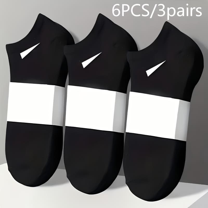 TEMU 6pcs/3 Pairs Men's Heavy Polyester Fiber Boat Socks - Thickened Arch Support, Easy Athletic Design, /gray - Casual And Formal Wear, Fitness