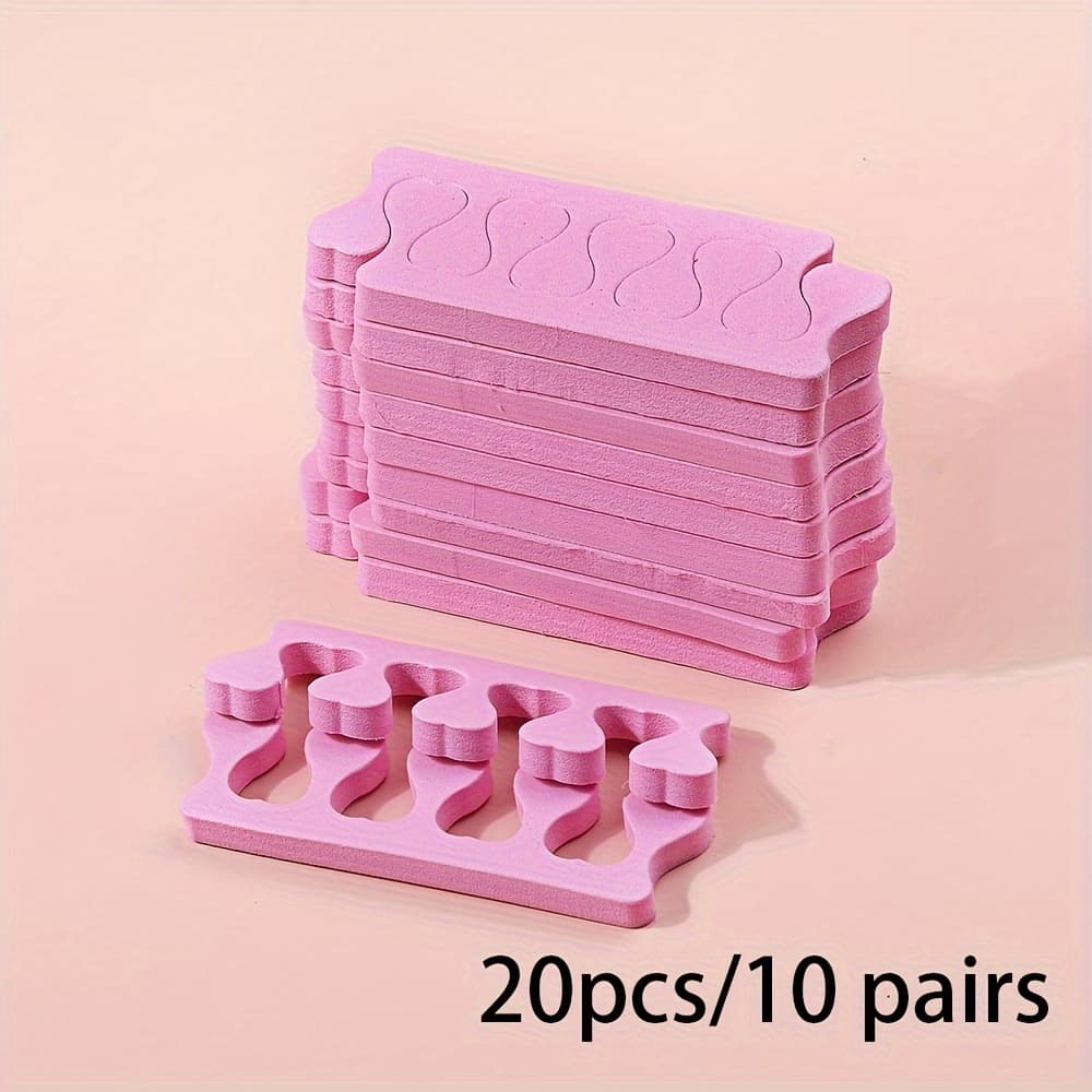 TEMU 20-pack Pink Toe Separators For Nail Art, Soft Sponge Pedicure Manicure Tools, Unscented Finger & Foot Spacers For Polish Application