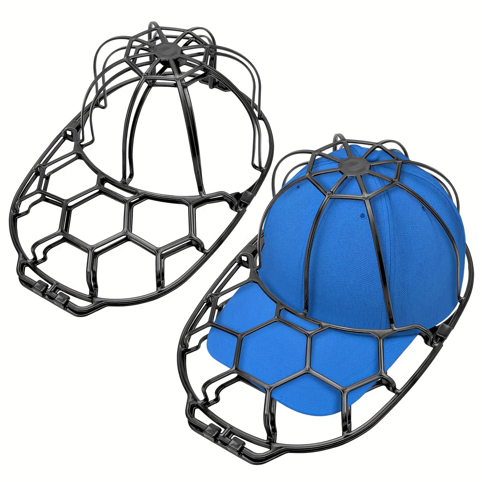 TEMU 2pcs Washing Machine Hat Protectors, Durable Laundry Bag For Baseball Caps, Protective Cleaning Cage With Independent Design, Compact Laundry Hat Washer Holder, Laundry Bags