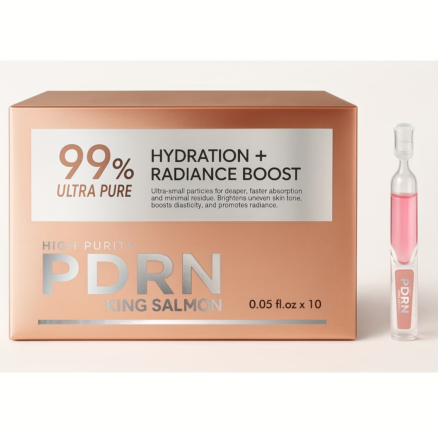 TEMU New Salmon Dna Pink Packaging - Salmon Dna Pink , Korean Care Ampoule, Hyaluronic Acid, 99% Salmon Dna , 0.05 Fl.oz, 10pcs