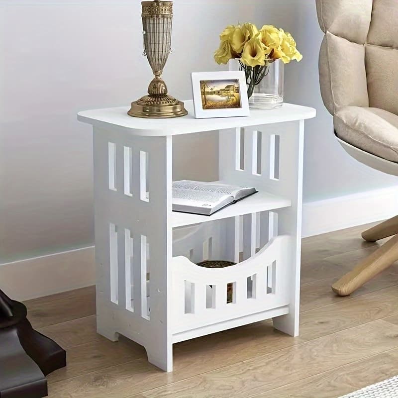TEMU Small Coffee Table, Cute White Bedside Table, Space-saving Side Table, Decorative White Table For Living Room And Bedroom, File Cabinet, Storage Cabinet And Shelves For Home Office.