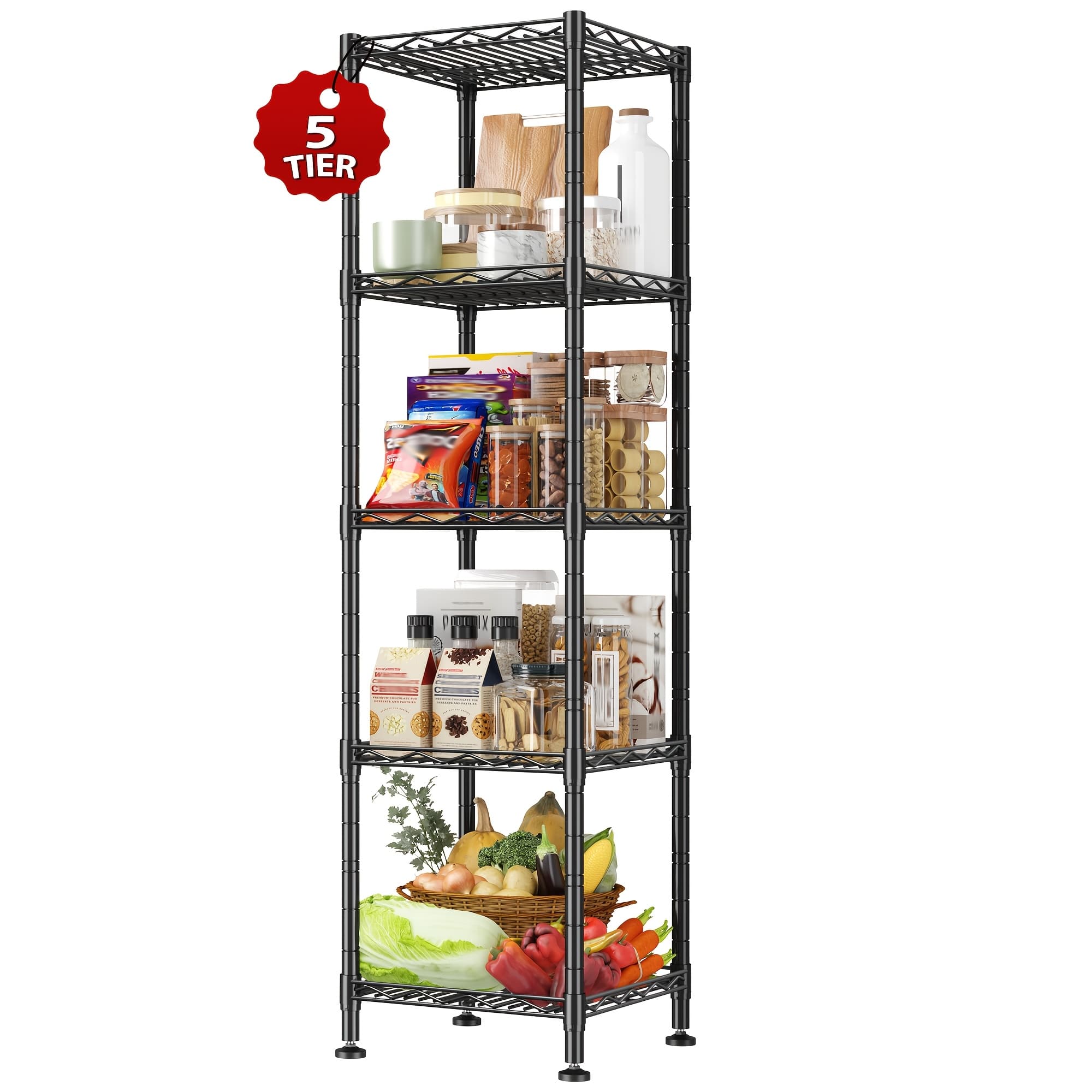 TEMU Durayloly 5-tier & 3-tier Metal Storage Shelves, Garage Shelving Unit With Heavy Duty 330lbs & , Space Saving Organizer For Home, Kitchen, Garage Organization, Utility Racks