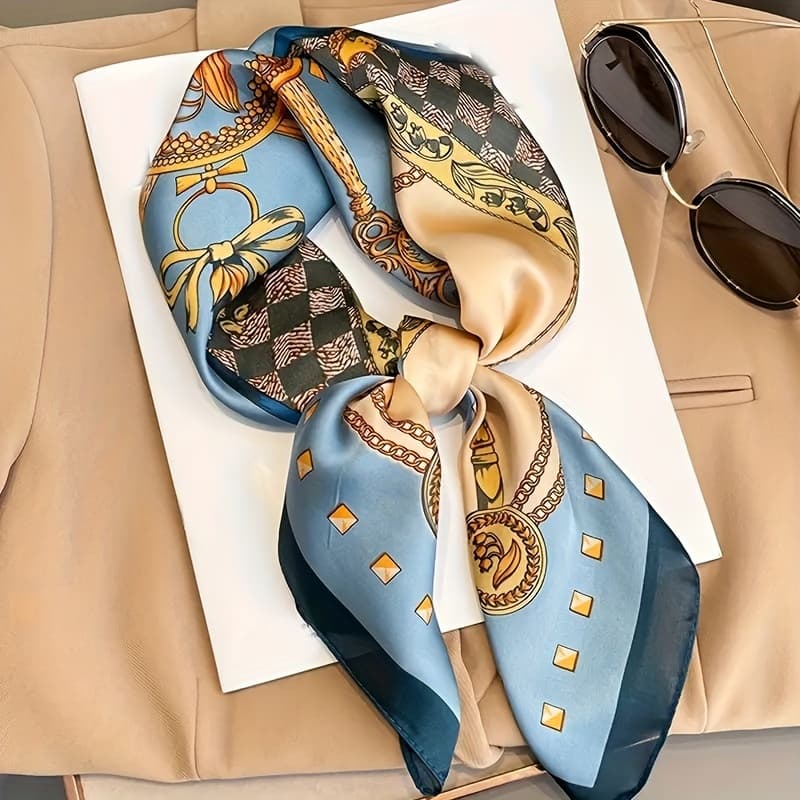 TEMU 27.55-inch Luxury Baroque Scarf - Soft, Thin, Breathable, And Stylish Decorative Headscarf For Fashionable Women - Perfect For Styling, Gifting, And Daily Use