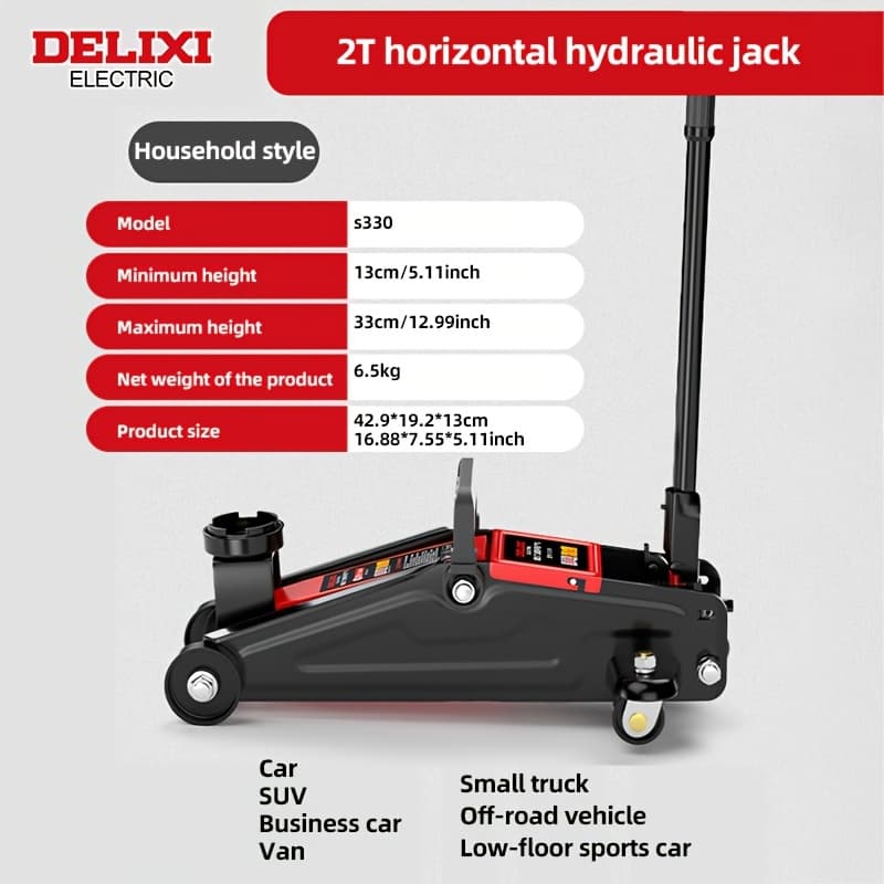 TEMU Low-profile Floor Jack - 2 (4000 ), Car Hydraulic Hand Truck Jack, Double Piston Pump, 3.2"-14.6" Height Adjustment Range, [uniform Packaging;. Objects As ], Red And Black