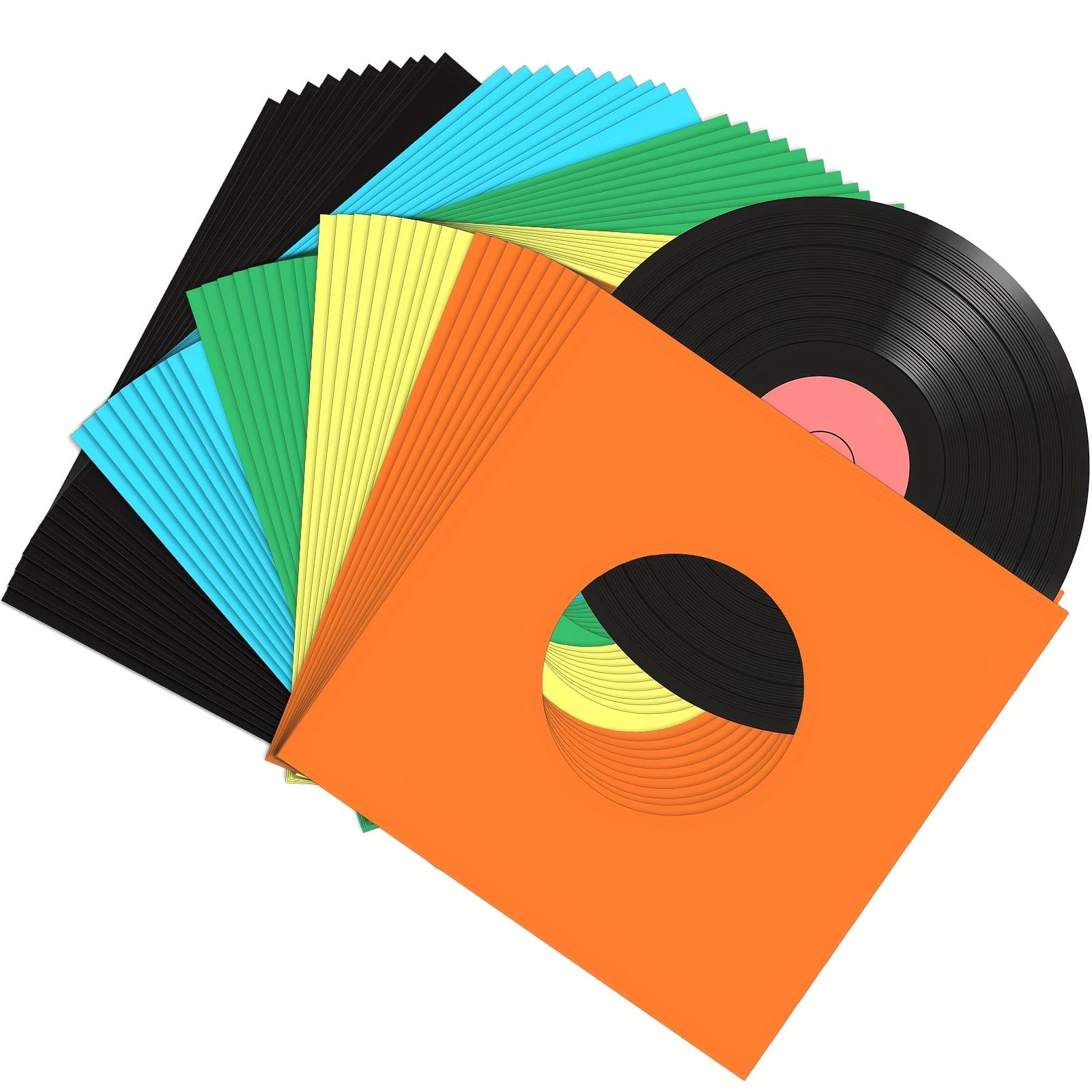 TEMU 100pcs Paper Vinyl Record Inch Record Protection Paper Covers For Singles Square Sleeves Outer Album Covers Vinyl Jacket Covers With Holes For Storage