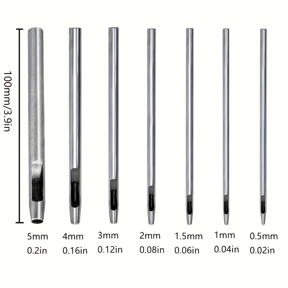 TEMU Round Punch 7pcs Hollow Punch Cutter Set, 0.5mm-5mm Round Hole Tool Kit For Watch Straps, Fabrics, Plastic, And Grommet Belts