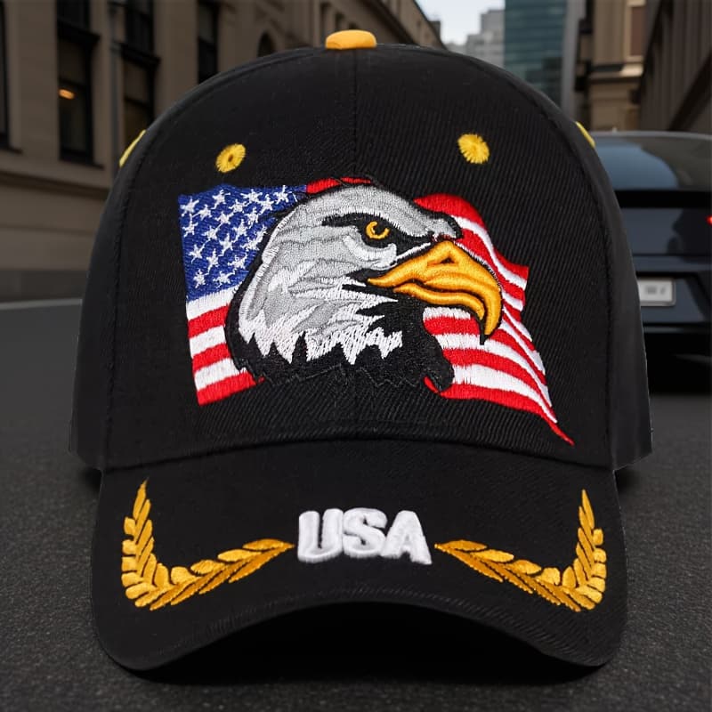 TEMU Eagle Embroidery Activity , Wheat Letters Street Fashion Casual Baseball , Windproof Sunscreen Outdoor Visor, Truck Driver Hat