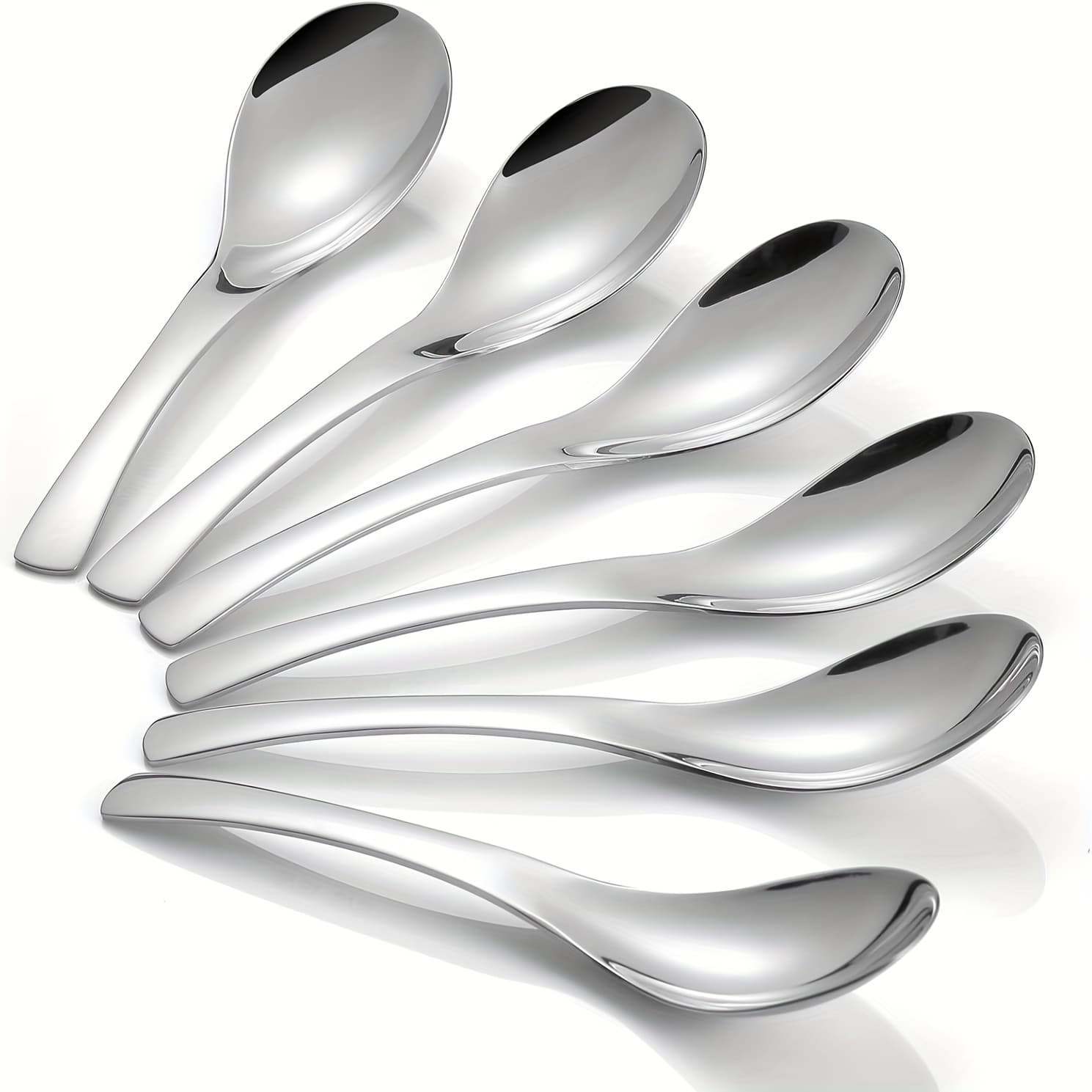 TEMU 6/12 Chinese-style Soup Spoons, Stainless Steel Coffee Spoons, Simple Milk Spoons, Modern Stirring Spoons, Reusable Spoons, Washable Dessert Spoons, Restaurant And Household Tableware, 6.3in/16cm