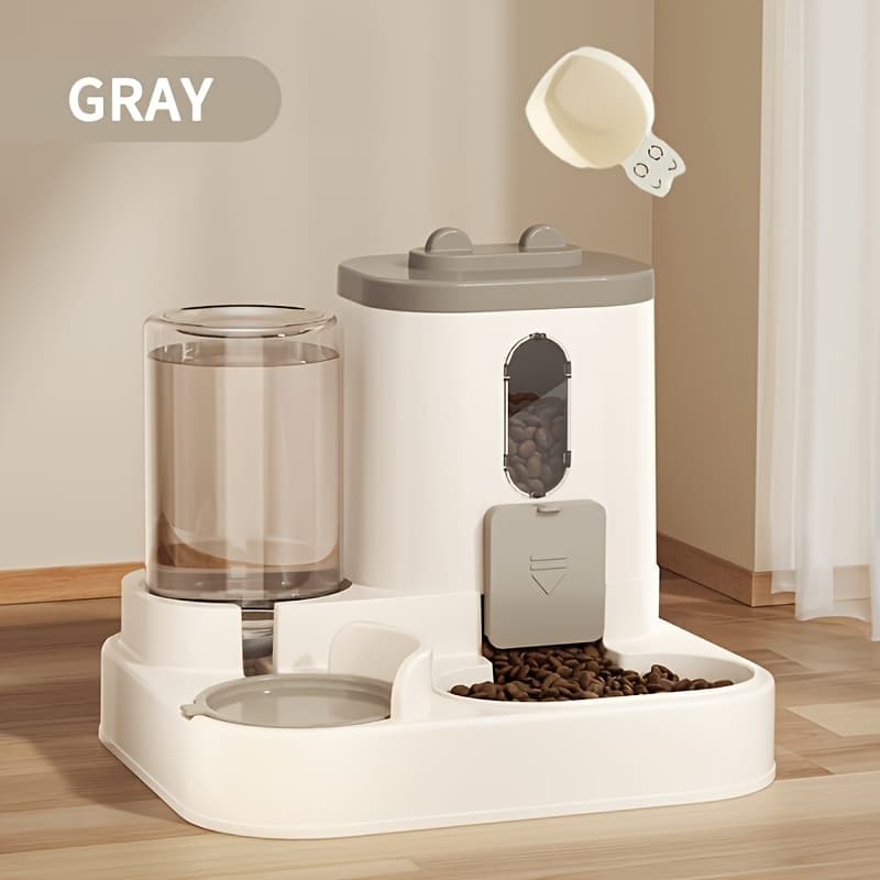 TEMU Automatic Cat Feeder, 2 In 1 Fixed Amount Feeding - Ensuring The Of - Cute And Fun Water And Food Dispenser, Cat Stuff, Durable Plastic, Without Battery