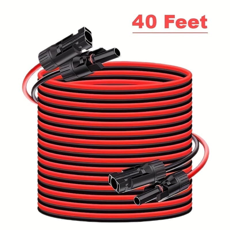 TEMU Solar Panel Extension Cable, 30 Feet/ Tin-plated Copper Wire With Female & Male Mc4 Connectors For Rv, Photovoltaic System