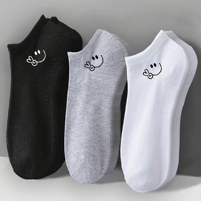 TEMU 15 Pairs Of Easy Comfortable Breathable Women's Men's Boat Socks, Classic Solid Black White Gray Casual Breathable Individual Short Socks, Suitable For All ' Daily Wear
