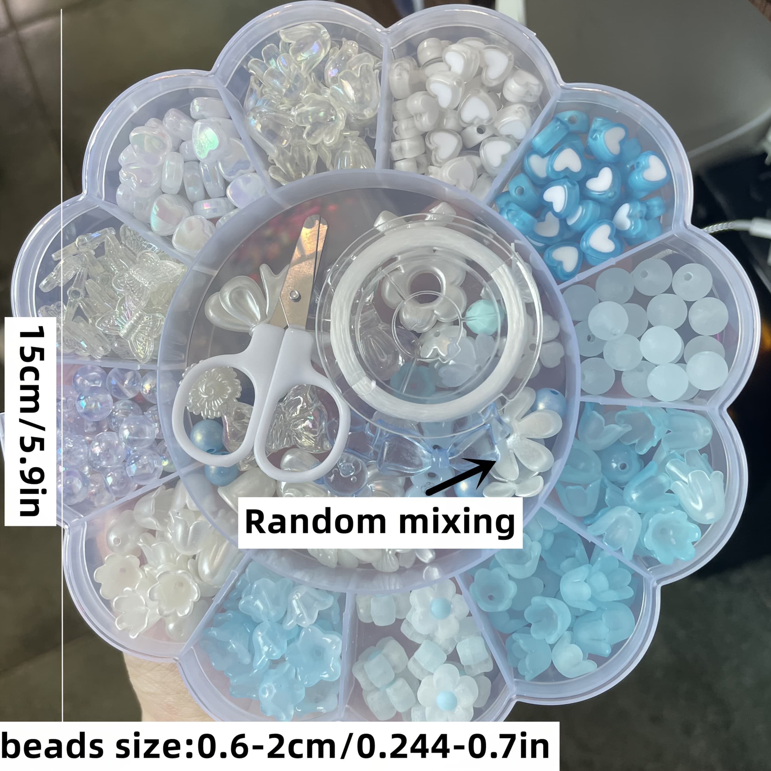 TEMU A Set Of Blue And White Phone Additions Featuring Large Mixed Beads With 12 Fixed Styles. Spacer And Decorative Beads Are The For Phone Ornaments, Random Color