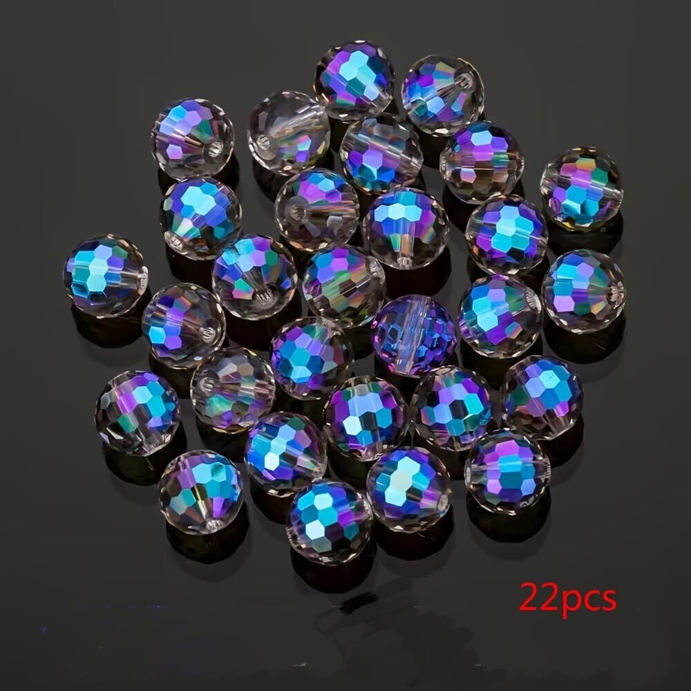 TEMU 10mm Popular 96- Ball Beads Aurora Ab Crystal Bead String Accessory Materials Glass Beads Jewelry Components