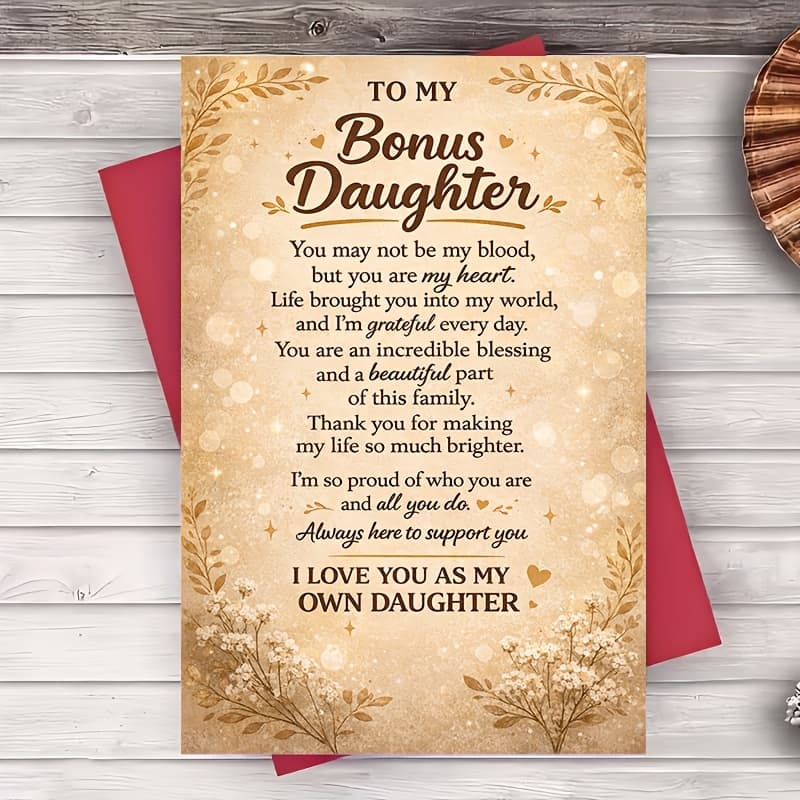 TEMU A Card And An Envelope For Daughter, Perfect For Birthday, Graduation, Or Wedding. A Keepsake Gift From A Stepmother Or Stepfather