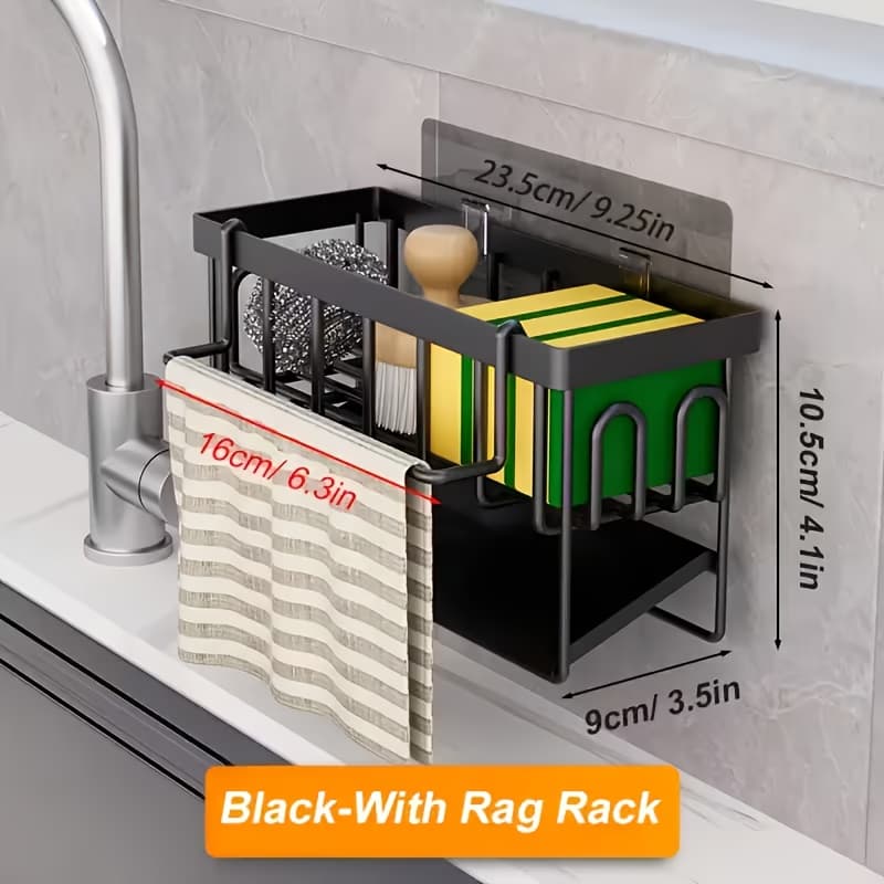 TEMU Thicker Multifunctional Sink Storage Rack With Towel Holder - Metal Sponge Rack, Dish Soap Box, And Self-draining Tray - Suitable For Kitchen And Bathroom - Kitchen Sink Organizer Colors